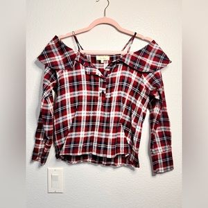Plaid button-up top